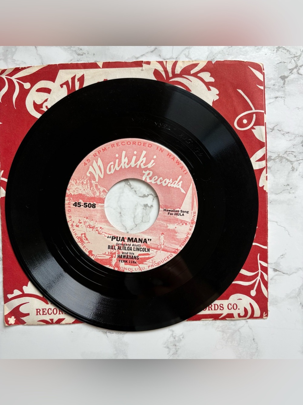 Vintage Vinyl Bill Aliloa Songs Old Hawaii Pua Mana 7" Waikiki Records Hula